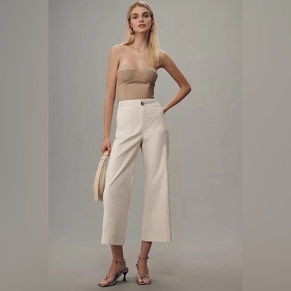 NWT! Anthro The Colette Magic Fabric Crop Wide-Leg Pants by Maeve - Size 29 🏀 - Picture 1 of 6